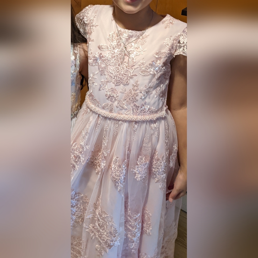 Elegant Pink Lace Kids Dress